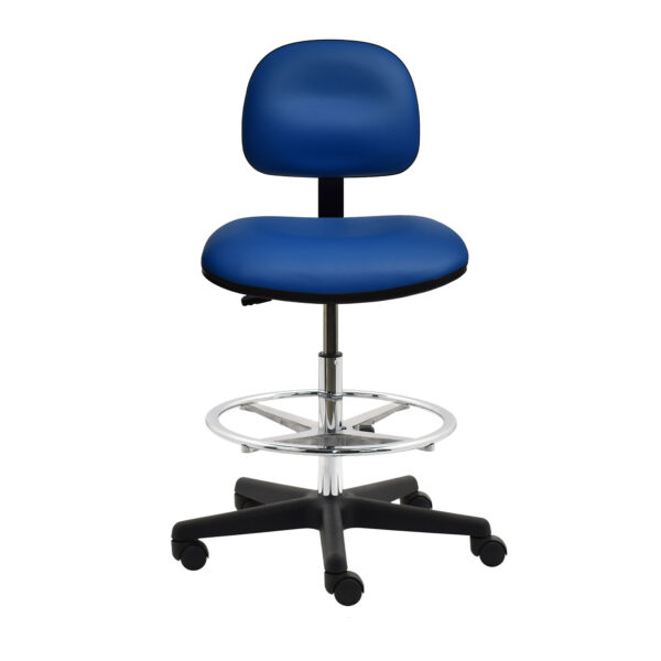 PL10-V-BLUE-211 ESD Cleanroom Vinyl Chair – Bench Height, Ergonomic & Durable | Model PL10-VCC
