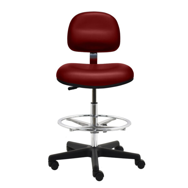 PL10-VCR BURG-261 Cleanroom Vinyl Chair – Bench Height, Ergonomic & ISO Compliant | Model PL10-VCR